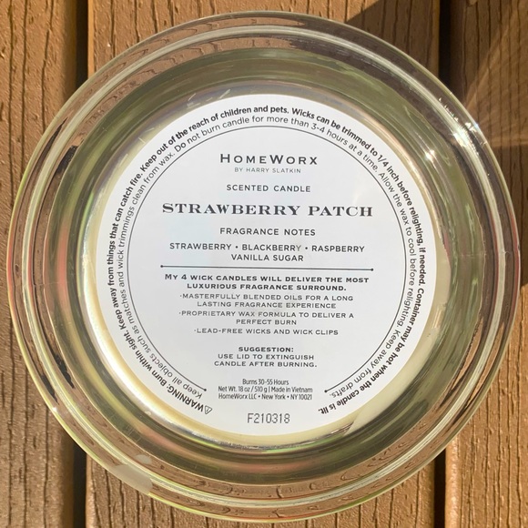 🆕HARRY SLATKIN HOMEWORX STRAWBERRY PATCH 4 WICK, 18oz CANDLE NWTS!! - Picture 2 of 5